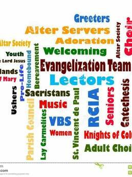 Ministries Colorful List Church Laid Out Collage Form White Background 100652829