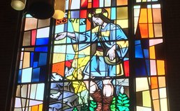 stained glass window from St. Rita