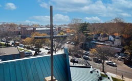 aerial view of church roof