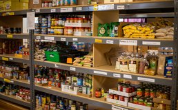 food on shelves