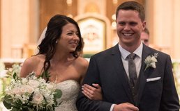 bride and groom walking down aisle