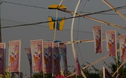 ferris wheel and flags