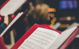 music book open in choir