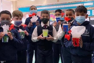 St Elizaeth Students In Masks With Projects2 Min