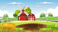 Farm Background With Barn And Windmill Free Vector
