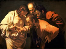 Incredulity of Saint Thomas, (Michelangelo Merisi da Caravaggio, painted 1601 - 02)