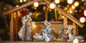 Christmas Manger Scene With Figurines Royalty Free Image 1662749906