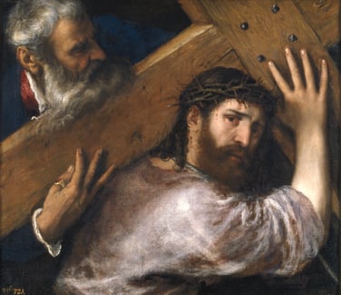 Titian, Christ Carrying The Cross. Oil On Canvas, 67 X 77 Cm, C. 1565. Madrid, Museo Nacional Del Prado