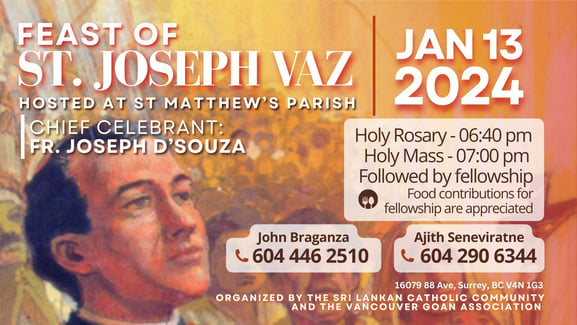 Feast St Joseph Vaz Jan.13.2024